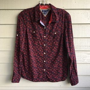Tommy Hilfiger Floral Polka Dot Button Down Top